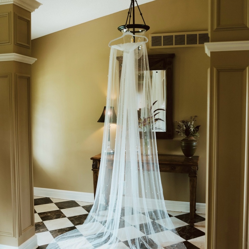 Essence of Australia Cathedral Length Veil with Pearl Accents